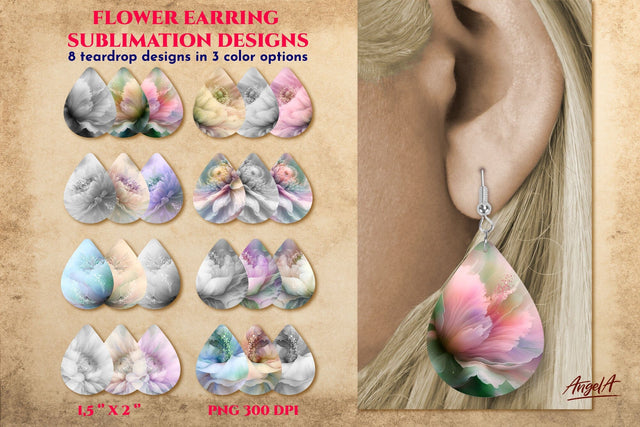 Sublimation flower earring bundle. Earring template Sublimation Angelina Semenova 
