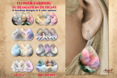 Sublimation flower earring bundle. Earring template Sublimation Angelina Semenova 