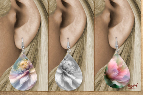 Sublimation flower earring bundle. Earring template Sublimation Angelina Semenova 