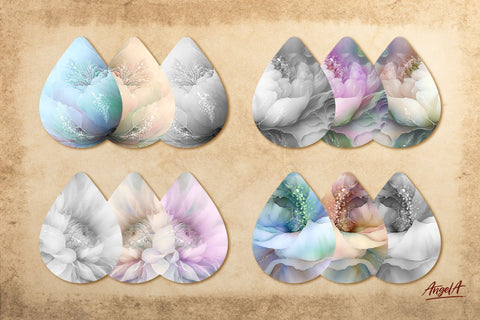 Sublimation flower earring bundle. Earring template Sublimation Angelina Semenova 