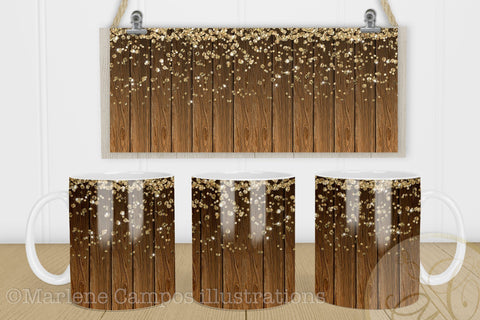 Sublimation for Mug / Classic Wood and Glitter /11oz and 15oz Sublimation Marlene Campos 