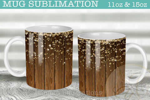 Sublimation for Mug / Classic Wood and Glitter /11oz and 15oz Sublimation Marlene Campos 