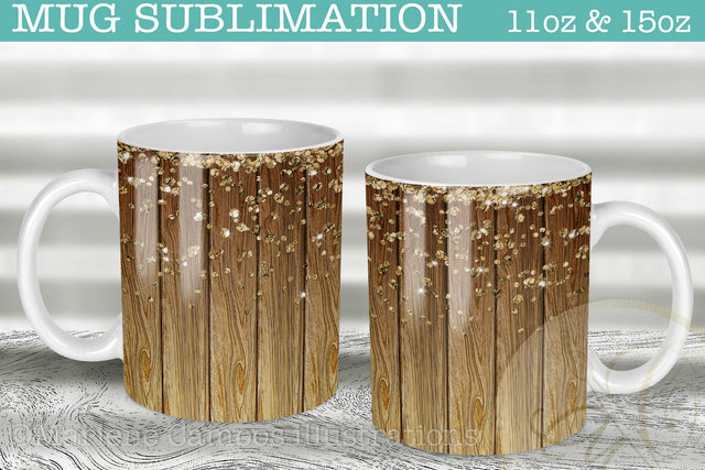 Sublimation for Mug / Rustic Wood and Glitter /11oz and 15oz Sublimation Marlene Campos 