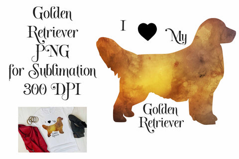 Sublimation Golden Retriever Watercolor PNG 300 DPI Sublimation Digital Honeybee 