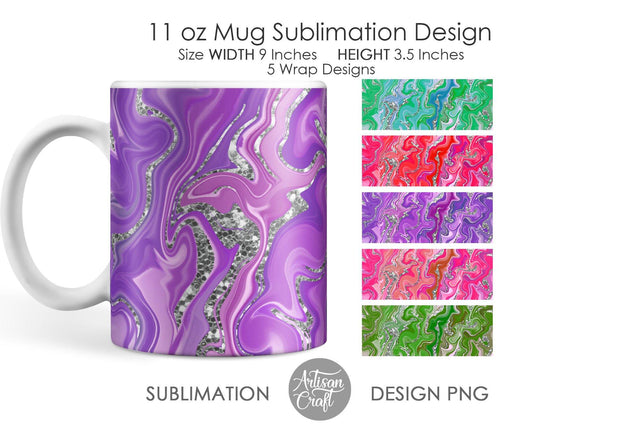 Sublimation mug design, fluid art, chunky glitter SVG Artisan Craft SVG 