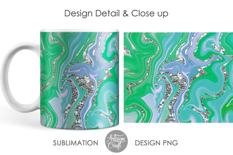 Sublimation mug design, fluid art, chunky glitter SVG Artisan Craft SVG 