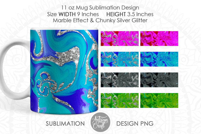Sublimation mug design with fluid art and silver glitter SVG Artisan Craft SVG 