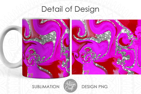 Sublimation mug design with fluid art and silver glitter SVG Artisan Craft SVG 