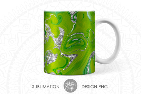 Sublimation mug design with fluid art and silver glitter SVG Artisan Craft SVG 