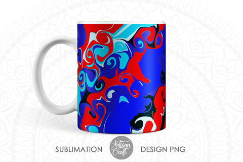 Sublimation mug designs, 11 oz mug sublimation template, fluid art SVG Artisan Craft SVG 