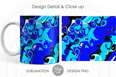 Sublimation mug designs, 11 oz mug sublimation template, fluid art SVG Artisan Craft SVG 