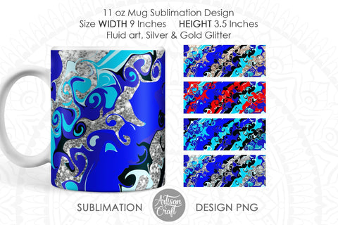 Sublimation mug designs, 11 oz mug sublimation template, fluid art SVG Artisan Craft SVG 