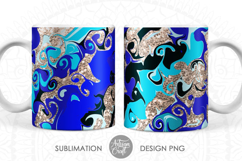 Sublimation mug designs, 11 oz mug sublimation template, fluid art SVG Artisan Craft SVG 