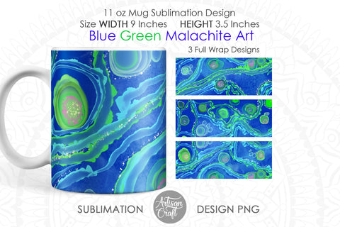 Sublimation mug designs showing malachite art Sublimation Artisan Craft SVG 