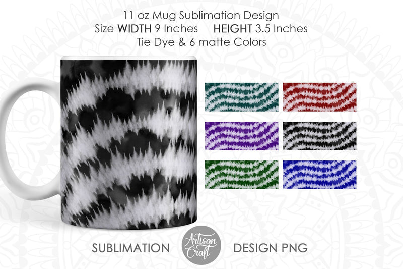 Sublimation mug PNG with tie dye art for 11 oz mug SVG Artisan Craft SVG 