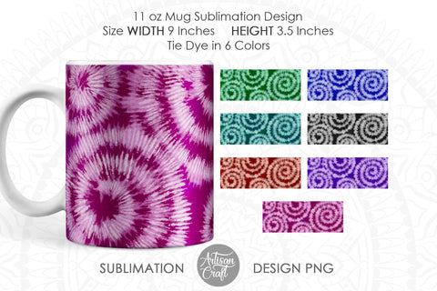 Sublimation mug PNG with tie dye art for11 oz mug SVG Artisan Craft SVG 