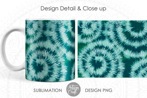 Sublimation mug PNG with tie dye art for11 oz mug SVG Artisan Craft SVG 