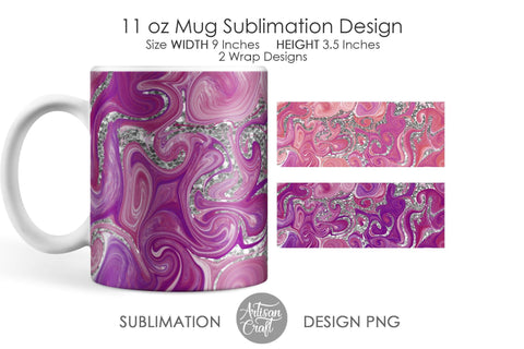 Sublimation mug template, fluid art, chunky glitter SVG Artisan Craft SVG 