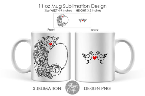 Sublimation mug templates, love birds, Heart of Roses SVG Artisan Craft SVG 