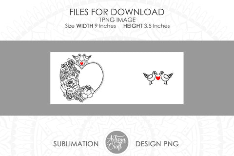 Sublimation mug templates, love birds, Heart of Roses SVG Artisan Craft SVG 