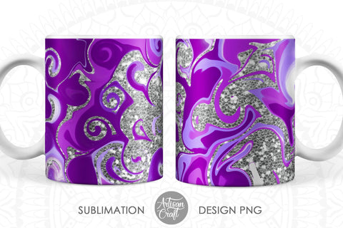 Sublimation Mug Templates with fluid art and glitter SVG Artisan Craft SVG 