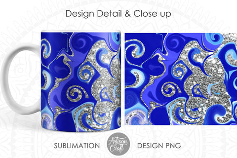 Sublimation Mug Templates with fluid art and glitter SVG Artisan Craft SVG 