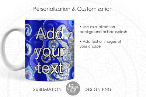 Sublimation Mug Templates with fluid art and glitter SVG Artisan Craft SVG 