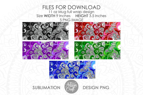 Sublimation Mug Templates with fluid art and glitter SVG Artisan Craft SVG 