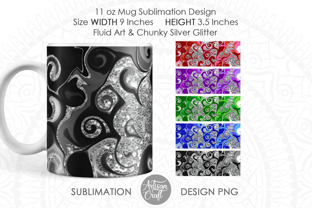 Sublimation Mug Templates with fluid art and glitter SVG Artisan Craft SVG 