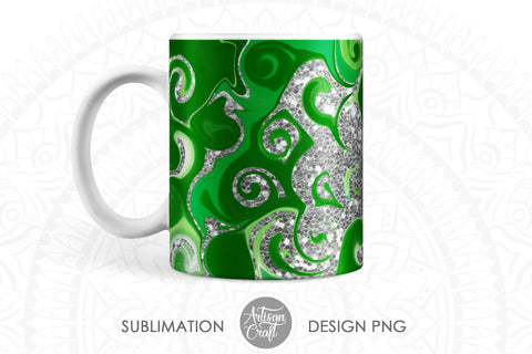 Sublimation Mug Templates with fluid art and glitter SVG Artisan Craft SVG 
