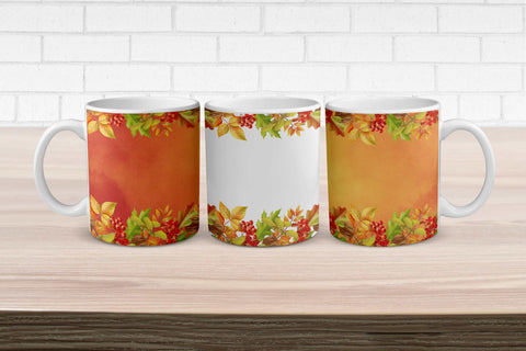 Sublimation Mug Wrap PNG Fall Leaf Design SVG Digital Honeybee 