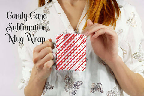 Sublimation Mug Wrap Red and White Candy Cane Design Sublimation Digital Honeybee 