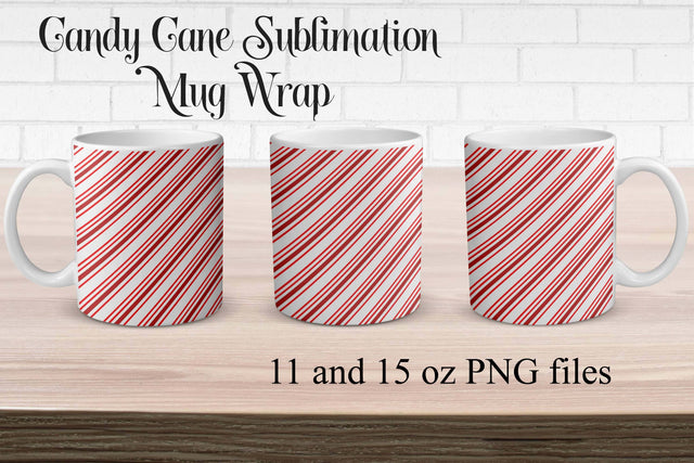 Sublimation Mug Wrap Red and White Candy Cane Design Sublimation Digital Honeybee 