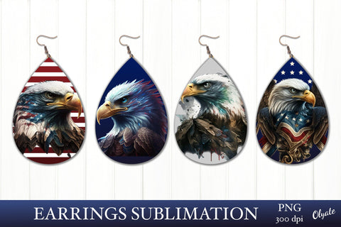 Sublimation Patriotic Earrings PNG. 4th of July Earrings PNG Sublimation Olga Terlyanskaya 