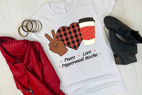 Sublimation Peace Love Peppermint Mocha PNG 2 Versions Sublimation Digital Honeybee 