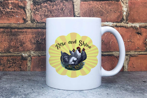 Sublimation Rise and Shine with Vintage Chickens Sublimation Digital Honeybee 