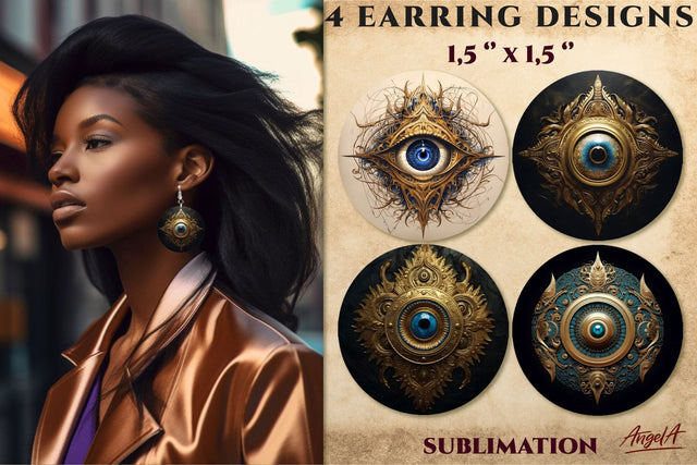Sublimation round earrings. Evil eye. Mystical earring PNG Sublimation Angelina Semenova 