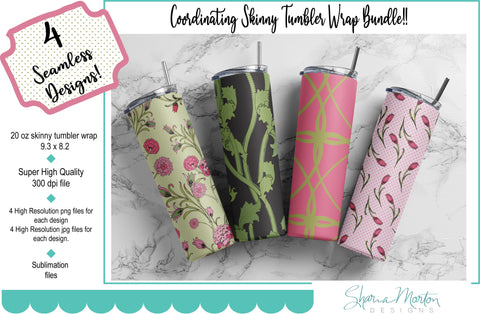 Sublimation tumbler coordinating floral bundle - Seamless Sublimation Sharia Morton Designs 