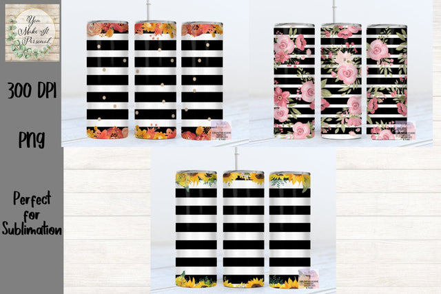 Sublimation Tumbler Design, Stripes and Florals, Also Great for Water Slides! Sublimation You Make It Personal 