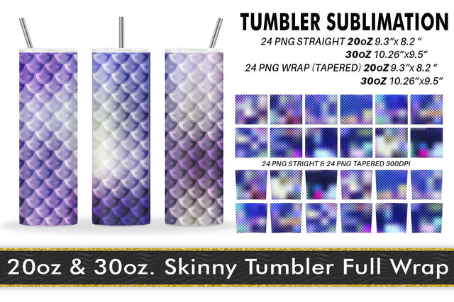 Sublimation tumbler mermaid scales pattern blue color background Sublimation artnoy 
