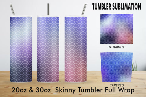 Sublimation tumbler mermaid scales pattern color blue Sublimation artnoy 