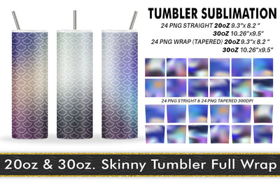 Sublimation tumbler mermaid scales pattern color blue Sublimation artnoy 