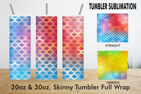 Sublimation tumbler mermaid scales pattern colorful background Sublimation artnoy 