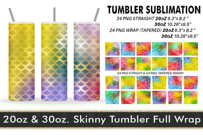 Sublimation tumbler mermaid scales pattern colorful background Sublimation artnoy 