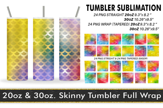 Sublimation tumbler mermaid scales pattern colorful background Sublimation artnoy 
