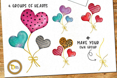 Sublimation Valentines Watercolor Hearts Bundle Sublimation Dina.store4art 