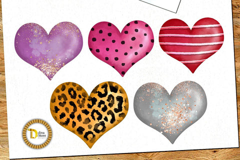 Sublimation Valentines Watercolor Hearts Bundle Sublimation Dina.store4art 
