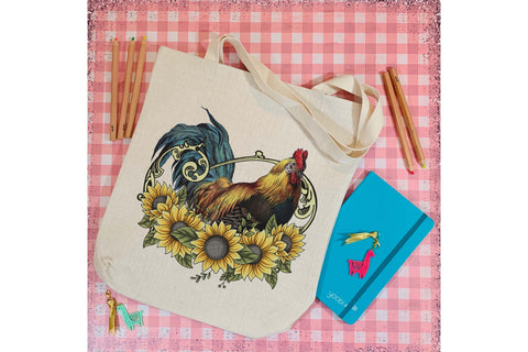 Sublimation Vintage Rooster with Sunflowers PNG and JPEG Sublimation Digital Honeybee 