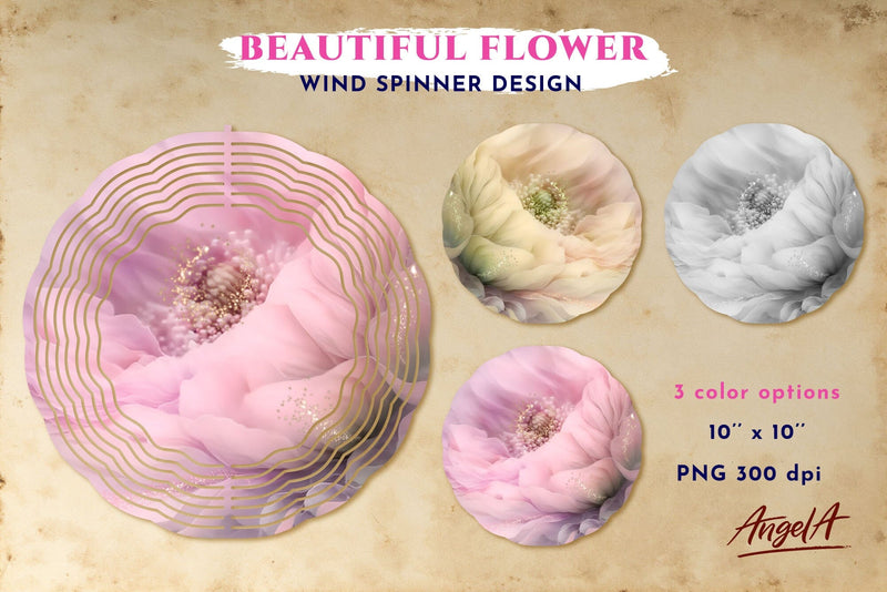 Sublimation wind spinner design. Beautiful flower PNG - So Fontsy