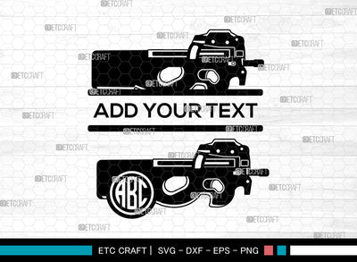 Submachine Gun Monogram SVG, Split Monogram SVG, SR5-A5 Submachine Gun Svg, Deadliest Submachine Gun Svg, Airsoft Submachine Gun Svg, Wc Apache A2 Pdw Svg, Submachine Gun SVG ETC Craft 